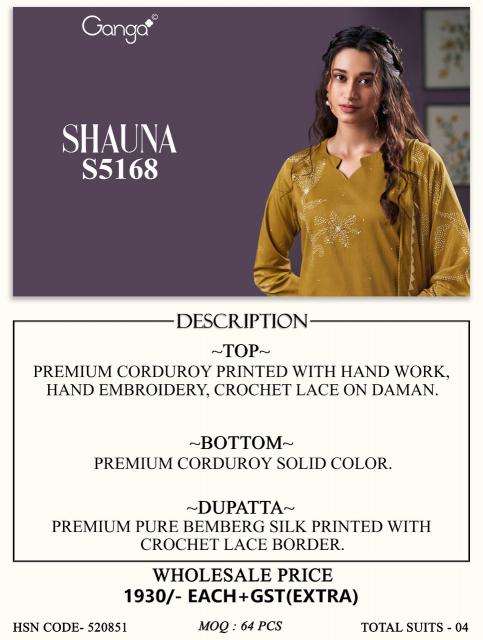 Ganga shauna 5168 dress materials wholesale in bangalore
